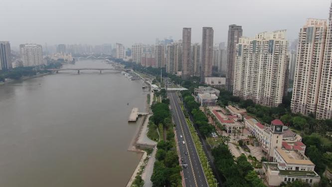福州闽江沿江大道交通航拍