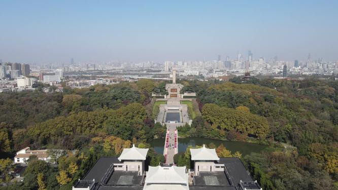 航拍南京烈士纪念馆纪念碑