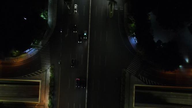 航拍广西南宁城市夜景交通