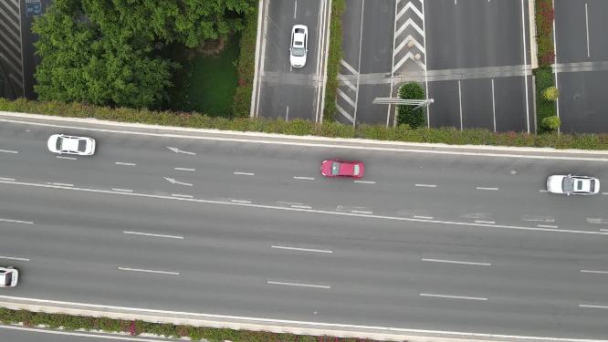航拍广西南宁高架桥交通