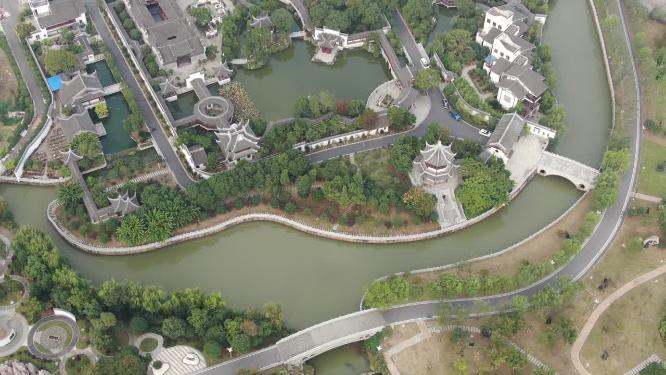 航拍浙江绍兴镜湖国家湿地公园