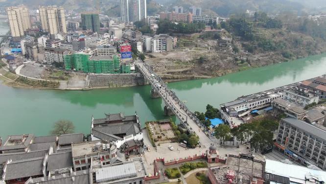 航拍湖南洪江古商城古建筑4A景区