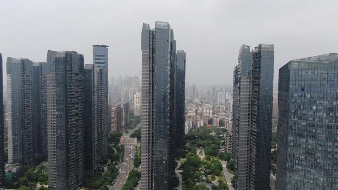 航拍福建福州城市商业住宅小区