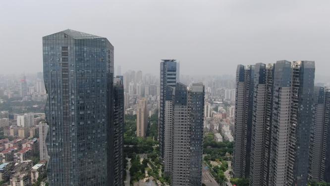 航拍福建福州城市商业住宅小区