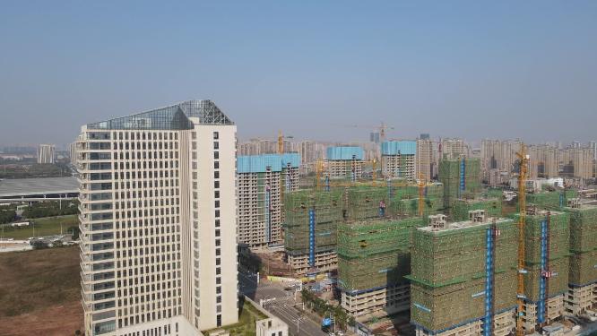 航拍绍兴城市建设