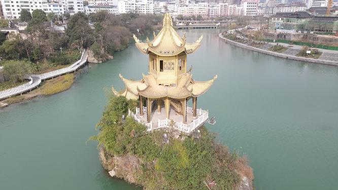 贵州铜仁古城三江公园航拍