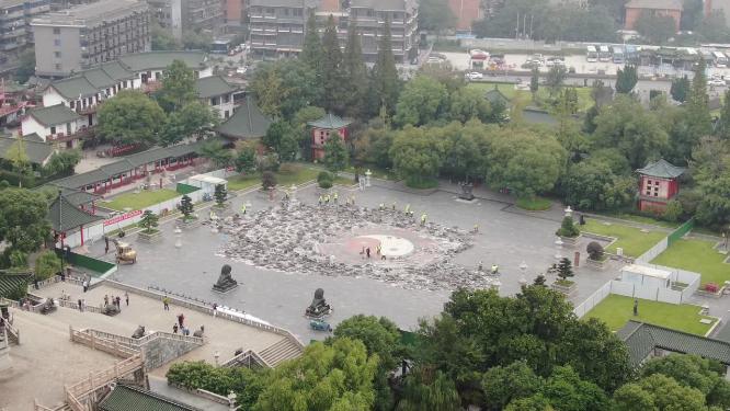 寺庙修建八卦阵航拍