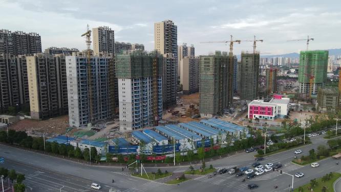 城市房地产施工工地航拍