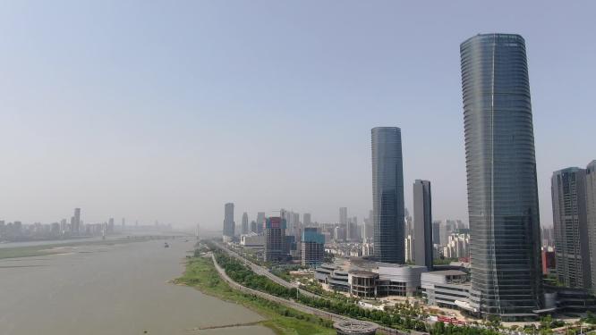 江西南昌赣江高楼建筑航拍