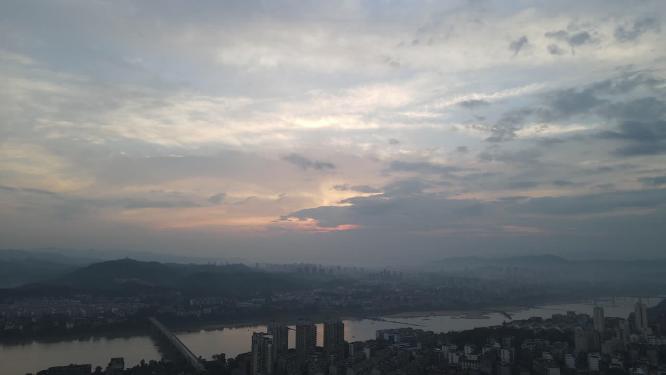 江西赣州城市日落晚霞夕阳航拍