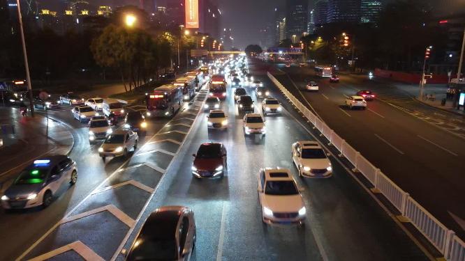 深圳城市夜景交通航拍