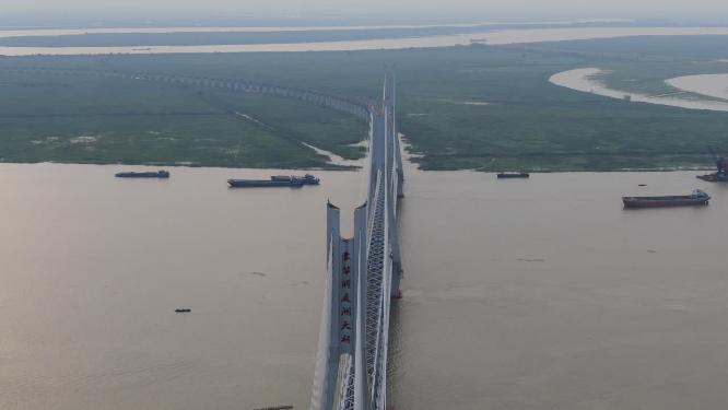湖南岳阳洞庭湖大桥航拍