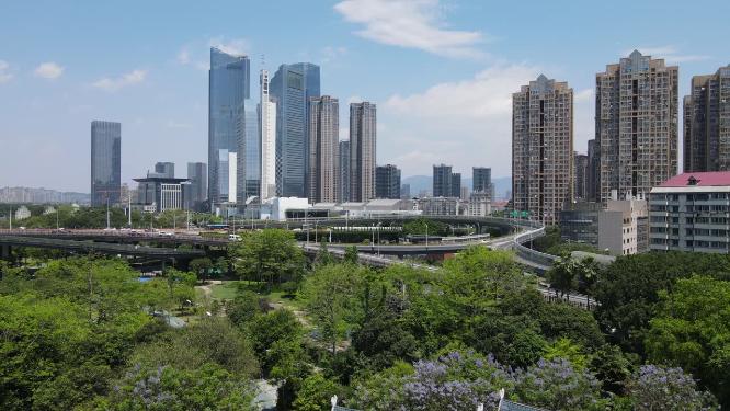 福州闽江北岸中央商务区航拍