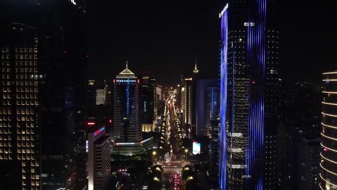福建福州五四路夜景灯光交通航拍