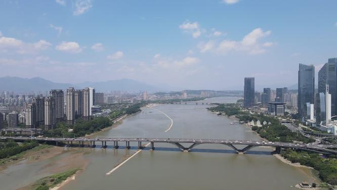 福建福州闽江尤溪大桥航拍