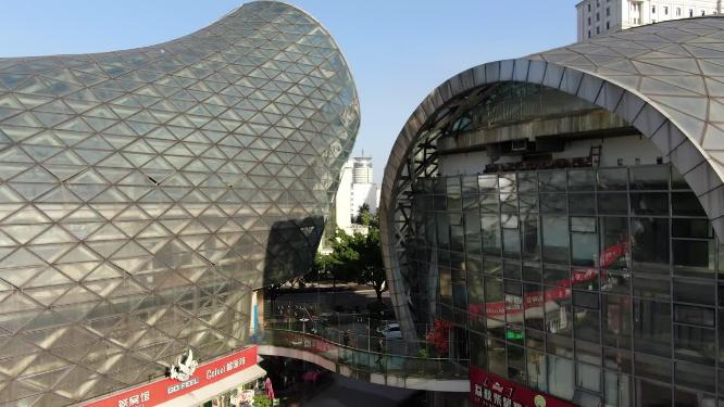 航拍广西柳州双鱼汇地标建筑