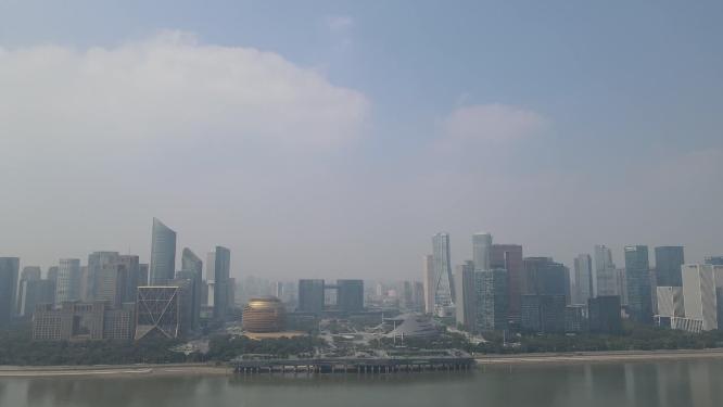 航拍杭州钱江新城市民广场