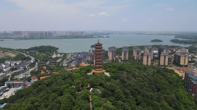 航拍湖南岳阳圣安寺4A旅游景点