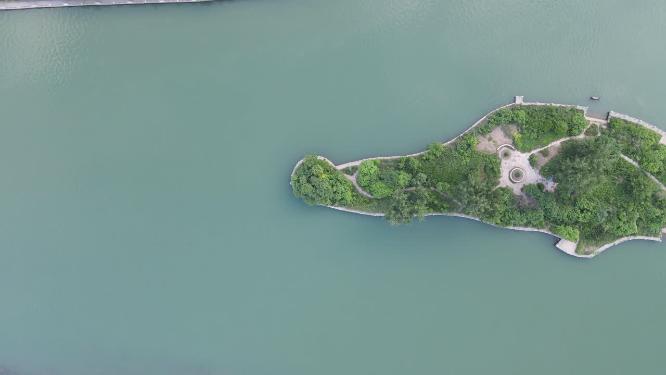 航拍湖南怀化舞水河岛屿