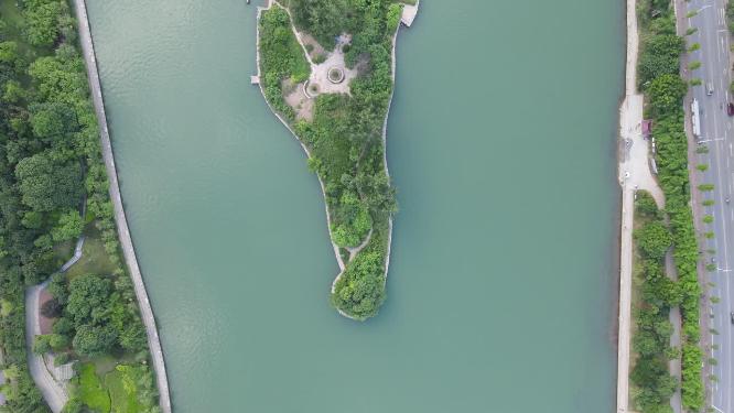 航拍湖南怀化舞水河岛屿
