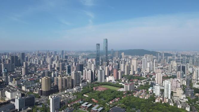 航拍湖南长沙城市天际线