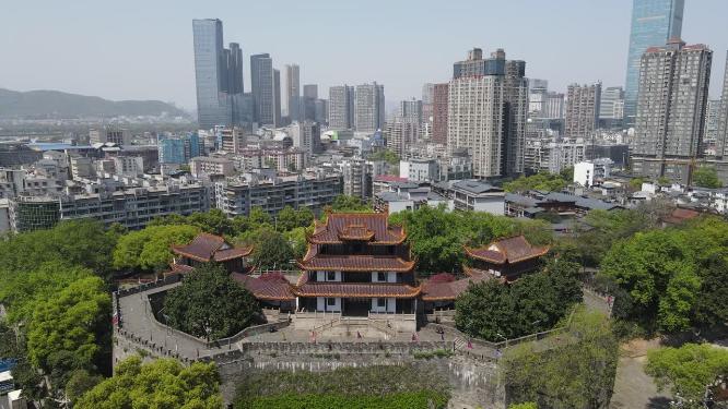航拍湖南长沙天心阁古建筑