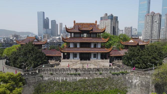 航拍湖南长沙天心阁古建筑