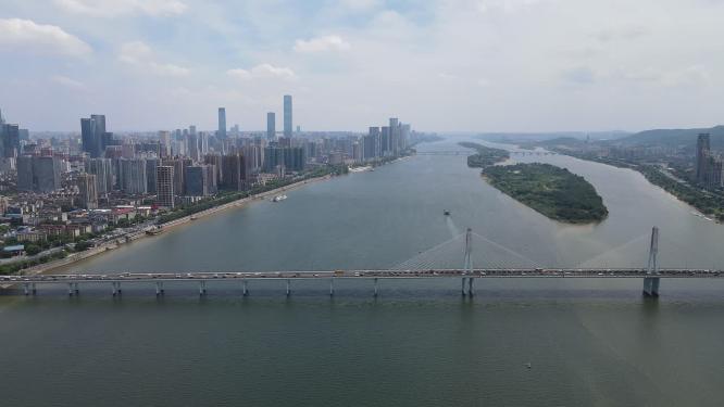 航拍湖南长沙银盆岭大桥