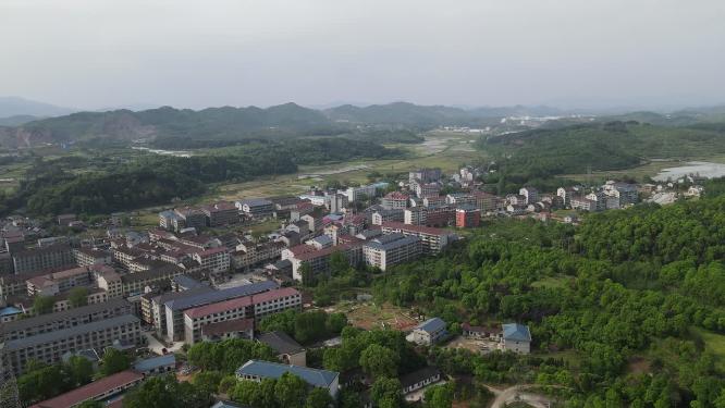 航拍湖南集中乡镇农村