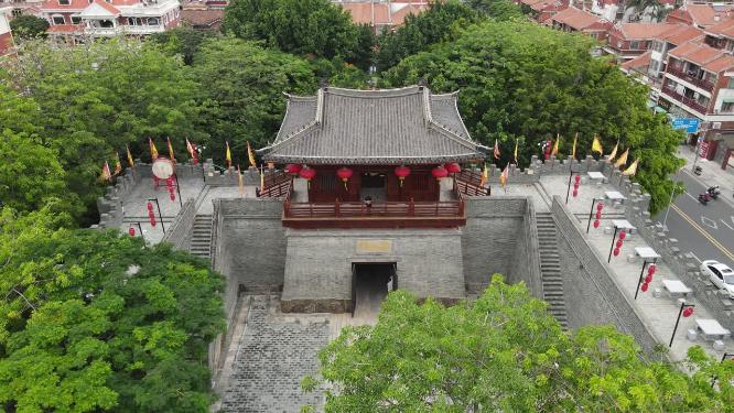 航拍福建泉州古城泉山门