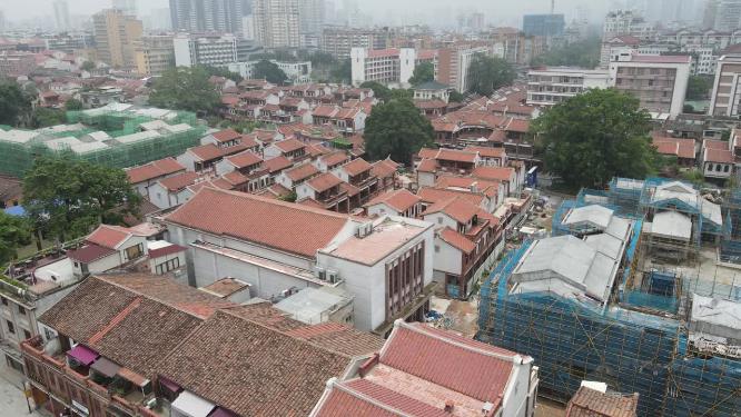 航拍福建漳州古城历史文化古建筑