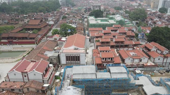 航拍福建漳州古城历史文化古建筑