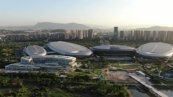 航拍福建福州海峡国际会展中心