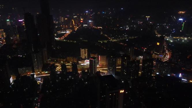 航拍贵阳城市夜景交通