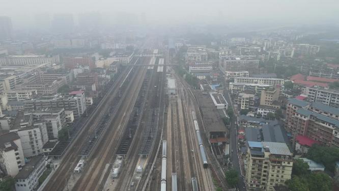 航拍铁路交通枢纽站
