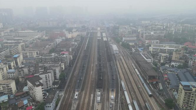 航拍铁路交通枢纽站