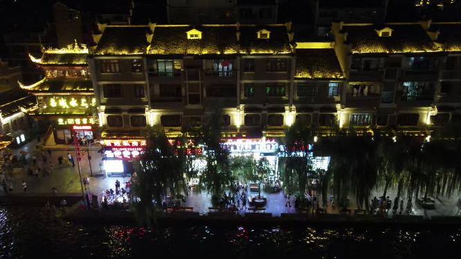 贵州镇远古镇夜景灯光航拍