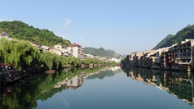 贵州镇远古镇舞阳河两岸航拍