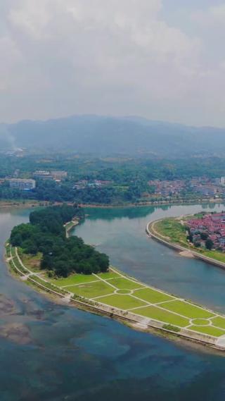 4K航拍湖南沅江岛屿自然风景视频