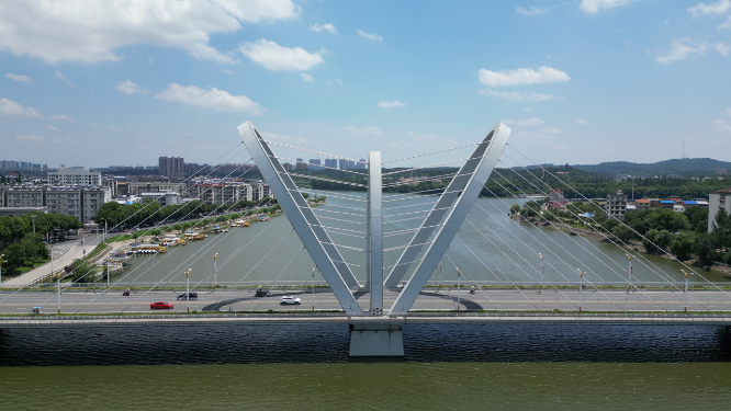 湖北随州城市跨江桥梁航拍