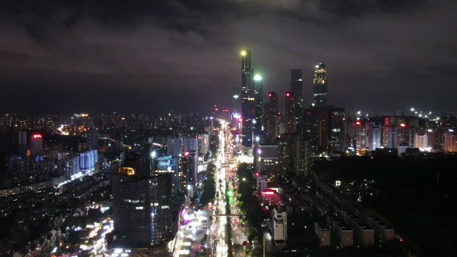 城市延时广西南宁城市夜景航拍移动延时