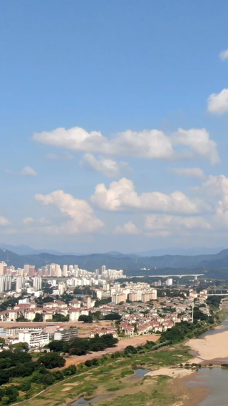 城市延时江西瑞金城市航拍延时