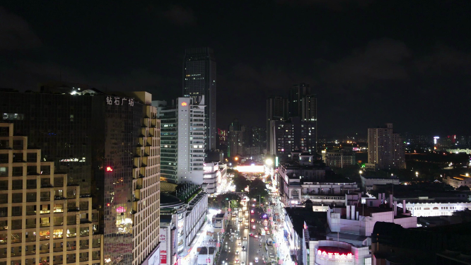 城市延时航拍广西南宁城市夜景移动延时