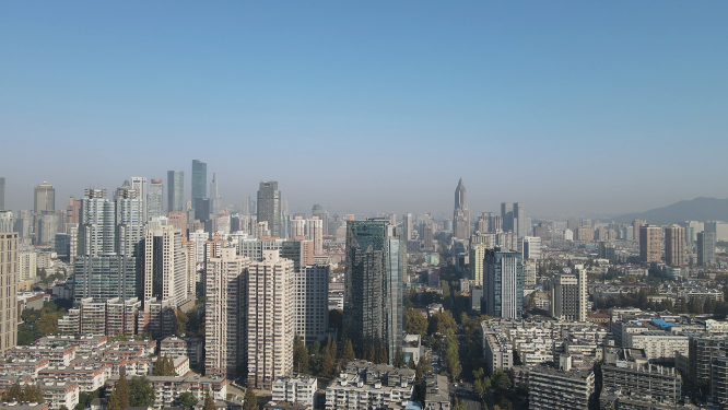 城市航拍南京城市高楼建筑