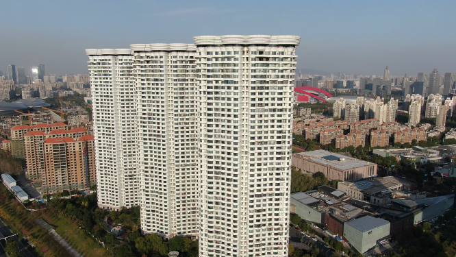 城市航拍南京高楼建筑