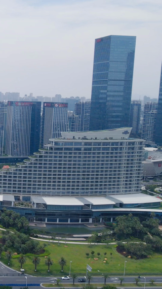 城市航拍厦门会展中心竖屏