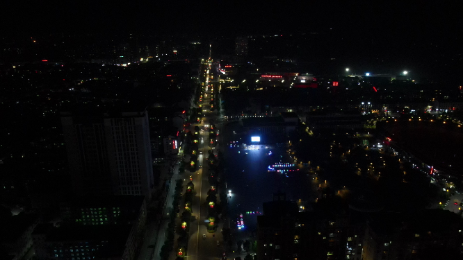 城市航拍城市万家灯火