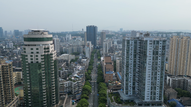 城市航拍宜昌CBD购物中心