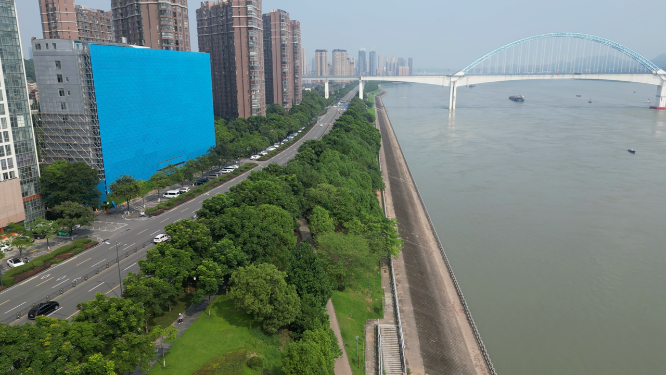 城市航拍宜昌城市绿化