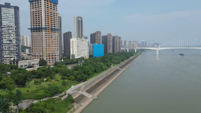 城市航拍宜昌城市绿化